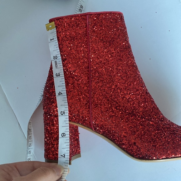 Mansur Gavriel Red Glitter Ankle Boots 35 - Picture 13 of 13